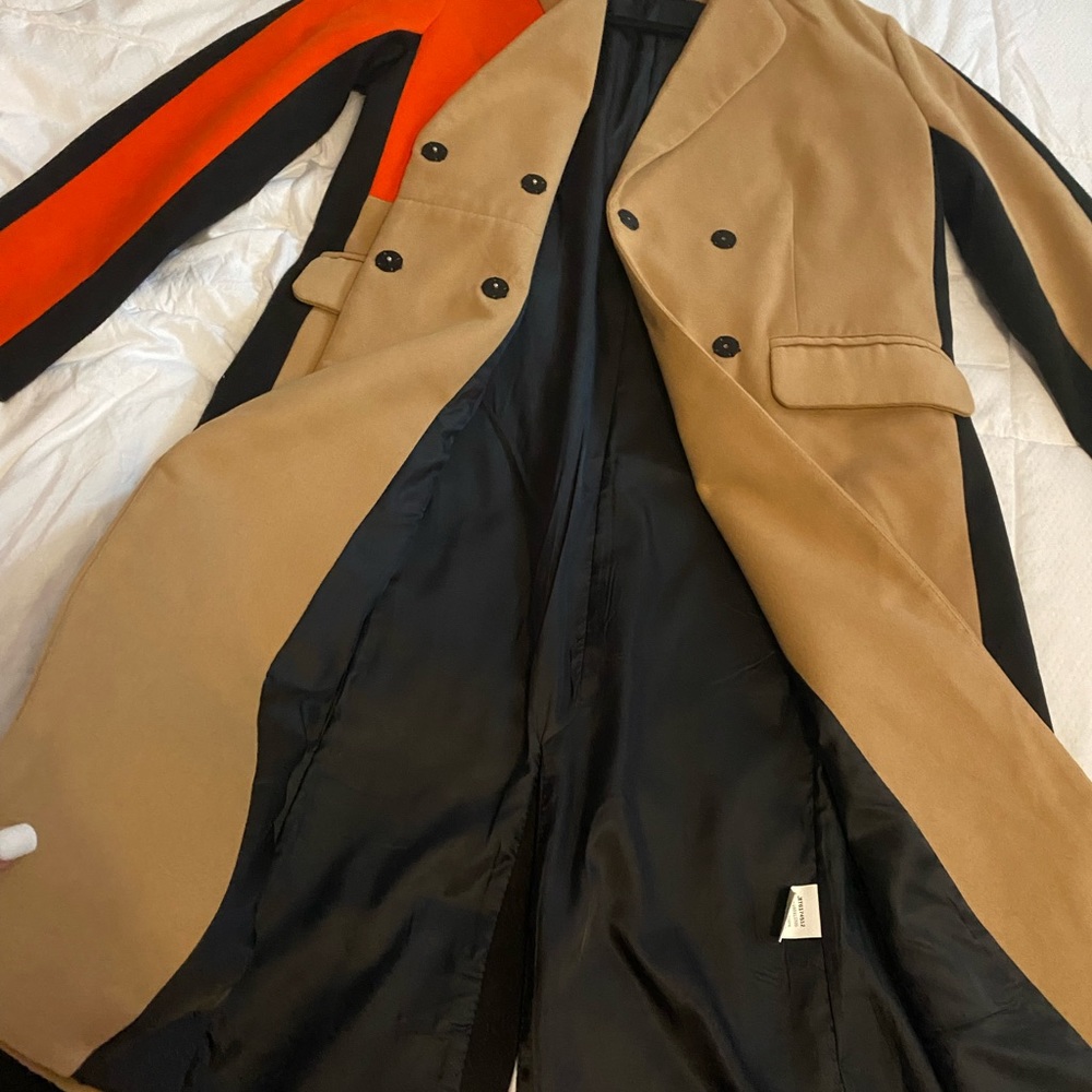 Shein color block pea coat